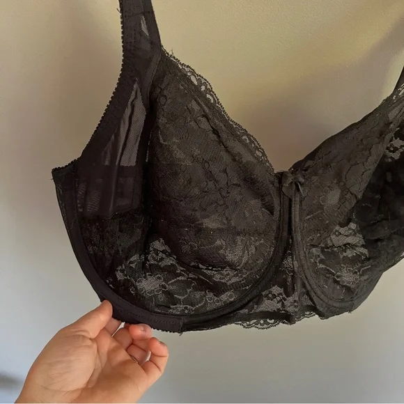 WONDERBRA Black Lace Unlined Underwire thick straps 42DD - Picture 3 of 8